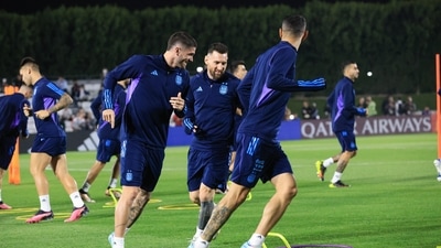 Lionel Messi during a Argentina training session. (Twitter) Lionel Messi during a Argentina training session. (Twitter)