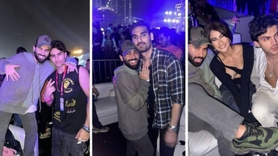 Ibrahim Ali Khan, Ahan Shetty and Palak Tiwari at Post Malone's concert. Ibrahim Ali Khan, Ahan Shetty and Palak Tiwari at Post Malone's concert.