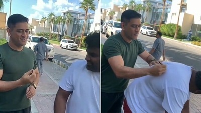 MS Dhoni did not disappoint the fan (Twitter) MS Dhoni did not disappoint the fan (Twitter)