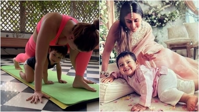 Kareena Kapoor's son Jeh Ali Khan becomes her adorable yoga partner in new video. (Instagram) Kareena Kapoor's son Jeh Ali Khan becomes her adorable yoga partner in new video. (Instagram)