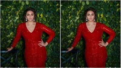 Huma played muse to fashion designer Falguni Shane Peacock as she picked a stunning red gown from the shelves of the designer. (Instagram/@iamhumaq) Huma played muse to fashion designer Falguni Shane Peacock as she picked a stunning red gown from the shelves of the designer. (Instagram/@iamhumaq)