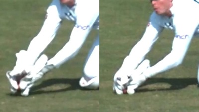 The umpire had sent the decision upstairs with a soft signal of out (Twitter) The umpire had sent the decision upstairs with a soft signal of out (Twitter)