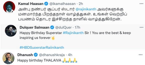 Celebrities wishing Rajinikanth.