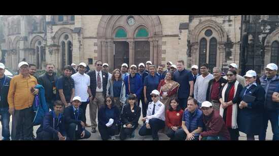 Organisers and participants of the heritage walk in Prayagraj (HT Photo) Organisers and participants of the heritage walk in Prayagraj (HT Photo)