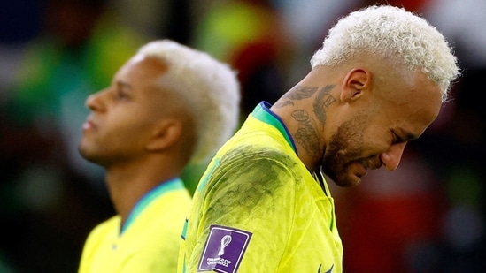 Brazil's Neymar looks dejected after being eliminated from the FIFA World Cup 2022.(REUTERS)