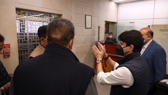 Jyotiraditya Scindia at Delhi airport.