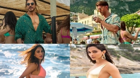 Shah Rukh Khan and Hrithik Roshan in song stills from Besharam Rang and Ghunghroo, along with actors Vaani Kapoor and Deepika Padukone. Shah Rukh Khan and Hrithik Roshan in song stills from Besharam Rang and Ghunghroo, along with actors Vaani Kapoor and Deepika Padukone.