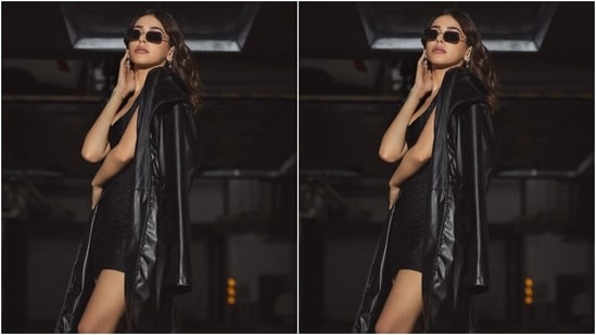 Alaya draped a faux leather trench coat over her shoulders to complete the ensemble. It features single lapel collars, full-length sleeves, a loose silhouette, and a belt on the back to give structure.&nbsp;(Instagram)