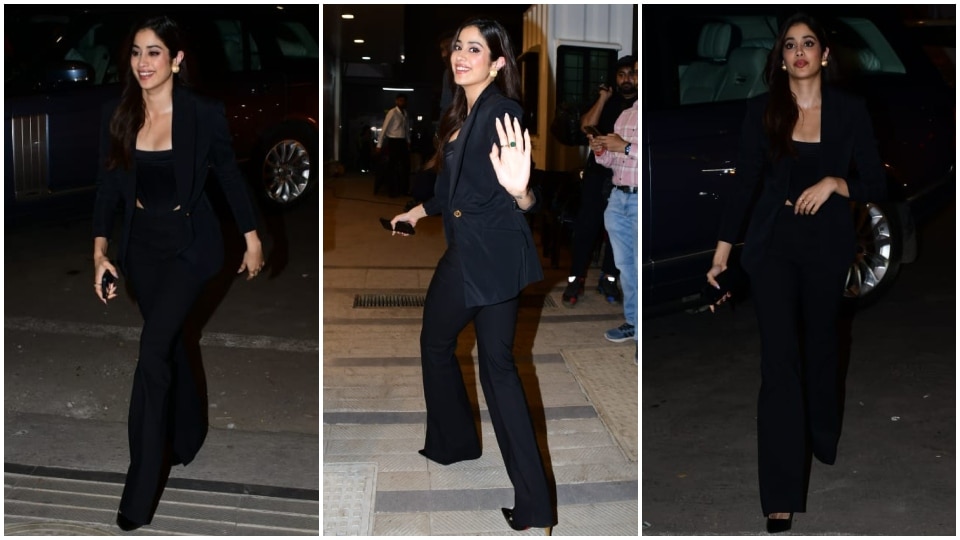 Janhvi Kapoor stuns in an all-black hot boss lady look. (HT Photo/Varinder Chawla) Janhvi Kapoor stuns in an all-black hot boss lady look. (HT Photo/Varinder Chawla)