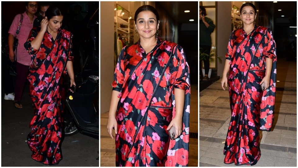 Vidya Balan clicked by the paparazzi in a floral saree. (HT Photo/Varinder Chawla) Vidya Balan clicked by the paparazzi in a floral saree. (HT Photo/Varinder Chawla)