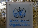 Haiti Cholera: World Health Organisation logo is seen. 