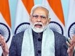 Prime Minister Narendra Modi addresses at the release of a commemorative coin and postage stamp in Puducherry on the occasion of the 150th birth anniversary of Sri Aurobindo, via video conferencing, in New Delhi on Tuesday. (ANI Photo)(ANI) Prime Minister Narendra Modi addresses at the release of a commemorative coin and postage stamp in Puducherry on the occasion of the 150th birth anniversary of Sri Aurobindo, via video conferencing, in New Delhi on Tuesday. (ANI Photo)(ANI)