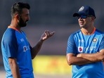 India's Cheteshwar Pujara, left, talks to coach Rahul Dravid during a practice session ahead of their first test cricket match against Bangladesh in Chattogram, Bangladesh, Sunday, Dec. 11, 2022. (AP Photo/Surjeet Yadav)(AP) India's Cheteshwar Pujara, left, talks to coach Rahul Dravid during a practice session ahead of their first test cricket match against Bangladesh in Chattogram, Bangladesh, Sunday, Dec. 11, 2022. (AP Photo/Surjeet Yadav)(AP)