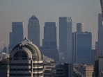 Skyscrapers in the Canary Wharf business, financial and shopping district in London.