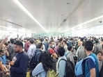 Scenes such as this have been common in recent days at the country's busiest airport (Twitter/DrAmbrishMithal) Scenes such as this have been common in recent days at the country's busiest airport (Twitter/DrAmbrishMithal)