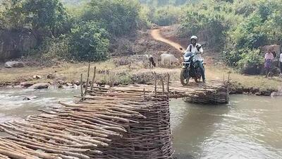 A villager said the bridge did shake a bit but was strong enough for a two-wheeler to cross A villager said the bridge did shake a bit but was strong enough for a two-wheeler to cross