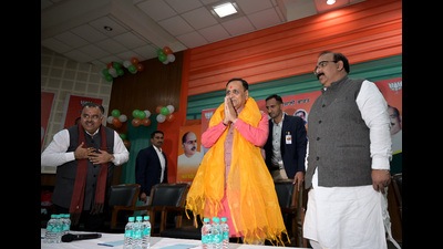 BJP senior leader, former Gujarat CM Vijay Rupani ,who is also Punjab BJP incharge , interacting with BJP leaders at Punjab BJP office in Chandigarh on Tuesday. (Photo by Ravi Kumar / Hindustan Times) (HT photo by Ravi Kumar) BJP senior leader, former Gujarat CM Vijay Rupani ,who is also Punjab BJP incharge , interacting with BJP leaders at Punjab BJP office in Chandigarh on Tuesday. (Photo by Ravi Kumar / Hindustan Times) (HT photo by Ravi Kumar)