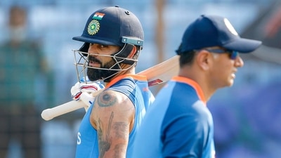 India's Virat Kohli and coach Rahul Dravid, right, during a training session ahead of their first test cricket match against Bangladesh in Chattogram, Bangladesh, Tuesday, Dec. 13, 2022. (AP Photo/Surjeet Yadav) (AP) India's Virat Kohli and coach Rahul Dravid, right, during a training session ahead of their first test cricket match against Bangladesh in Chattogram, Bangladesh, Tuesday, Dec. 13, 2022. (AP Photo/Surjeet Yadav) (AP)