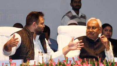 Bihar chief minister Nitish Kumar with deputy chief minister Tejashwi Yadav during an event, in Patna. (Santosh Kumar/ HT) Bihar chief minister Nitish Kumar with deputy chief minister Tejashwi Yadav during an event, in Patna. (Santosh Kumar/ HT)