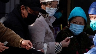 China Protests: A medical worker in a protective suit checks rapid antigen tests for Covid-19. (Reuters)