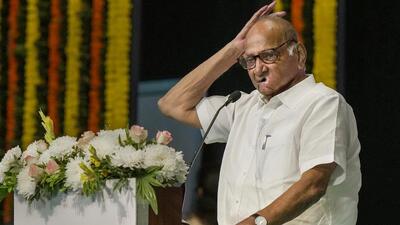 Nationalist Congress Party chief Sharad Pawar addresses party workers on his 82nd birthday in Mumbai on Monday. (PTI Photo)