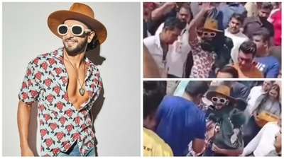 Ranveer Singh helped a young fan at an event in Malad on Sunday. Ranveer Singh helped a young fan at an event in Malad on Sunday.