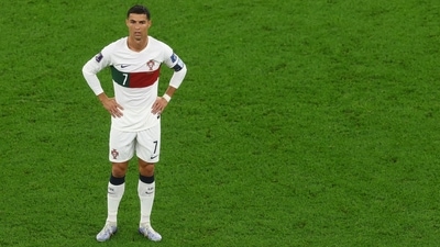 FIFA World Cup 2022: Cristiano Ronaldo reacts after Portugal's quarter-final defeat.