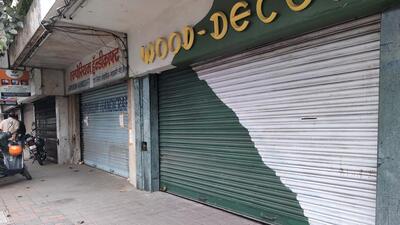 Shops closed at Laxmi road due to Pune bandh on Tuesday. (Rahul Raut/HT PHOTO) Shops closed at Laxmi road due to Pune bandh on Tuesday. (Rahul Raut/HT PHOTO)