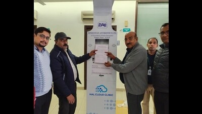 The Health ATM being donated at CHC-Chaka in Prayagraj. (HT Photo)