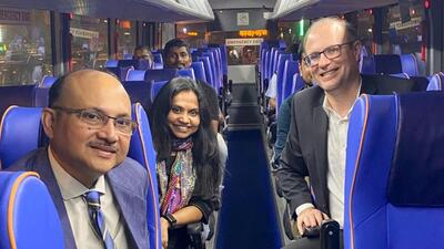 The buses on the express route will ply from Thane to BKC every 30 minutes between 7 am and 8.30 am and from BKC to Thane from 5.30 pm to 7 pm. On the all-day route, buses will ply along the BKC-Bandra Station route between 8.50 am and 5.50 pm and in the reverse direction between 9.25 am and 6.25 pm. (HT PHOTO) The buses on the express route will ply from Thane to BKC every 30 minutes between 7 am and 8.30 am and from BKC to Thane from 5.30 pm to 7 pm. On the all-day route, buses will ply along the BKC-Bandra Station route between 8.50 am and 5.50 pm and in the reverse direction between 9.25 am and 6.25 pm. (HT PHOTO)