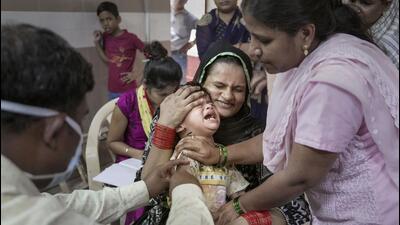 The civic body managed to give additional measles doses to 34,781 out of 2,35,878 children aged nine months to five years, as per data revealed by the BMC. 1,100 (20.78%) of 5,293 children aged six to nine months were administered zero doses. (PTI) The civic body managed to give additional measles doses to 34,781 out of 2,35,878 children aged nine months to five years, as per data revealed by the BMC. 1,100 (20.78%) of 5,293 children aged six to nine months were administered zero doses. (PTI)