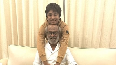 Rajinikanth with his grandson.