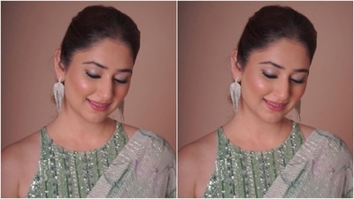 Assisted by makeup artist Dishi Sanghvi, Disha decked up in grey and silver eyeshadow, black eyeliner, mascara-laden eyelashes, drawn eyebrows, contoured cheeks and a shade of pink lipstick. (Instagram/@dishaparmar) Assisted by makeup artist Dishi Sanghvi, Disha decked up in grey and silver eyeshadow, black eyeliner, mascara-laden eyelashes, drawn eyebrows, contoured cheeks and a shade of pink lipstick. (Instagram/@dishaparmar)