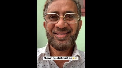 Father thinks he is recording his daughter but ends up recording himself. (Instagram/@the.beleza)