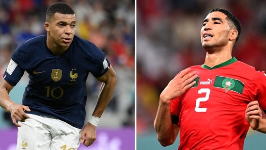 France forward Kylian Mbappe and Morocco defender Achraf Hakimi (AFP)