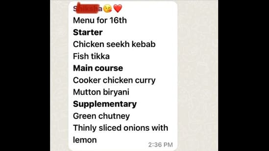 Girl living at hostel sends list of food.(Twitter/@ShwetankBhushan)