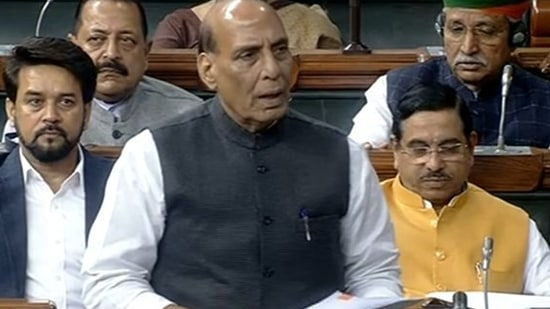Rajnath Singh addresses Lok Sabha. Rajnath Singh addresses Lok Sabha.