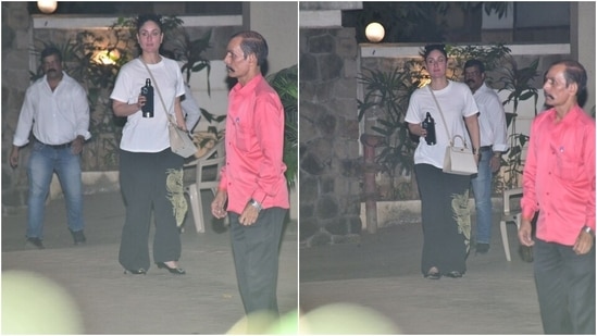 Kareena Kapoor’s white T-shirt, black trousers is the perfect midweek combo(HT Photos/Varinder Chawla)