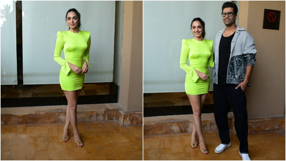 Vicky and Kiara stepped out for promoting their upcoming film.(HT Photos/Varinder Chawla)