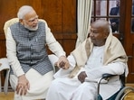New Delhi: Prime Minister Narendra Modi with former prime minister HD Deve Gowda during a meeting, at Parliament in New Delhi, Tuesday, Dec. 13, 2022. (PTI Photo)