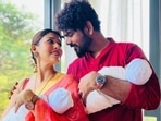 Nayanthara and Vignesh Shivan with their twins. Nayanthara and Vignesh Shivan with their twins.