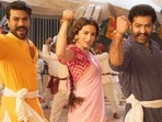 Ram Charan, Alia Bhatt and Jr NTR in a still from RRR. Ram Charan, Alia Bhatt and Jr NTR in a still from RRR.