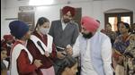 State minister Harjot Bains interacting with students at the government school in Dakha, Ludhiana. (HT Photo) State minister Harjot Bains interacting with students at the government school in Dakha, Ludhiana. (HT Photo)