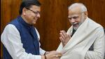 Uttarakhand chief minister Pushkar Singh Dhami met Prime Minister Narendra Modi at his Parliament House office on Tuesday (PTI)