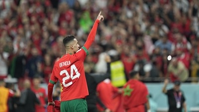 FIFA World Cup: Morocco's Badr Benoun celebrates the World Cup quarterfinal soccer match between Morocco and Portugal. (AP) FIFA World Cup: Morocco's Badr Benoun celebrates the World Cup quarterfinal soccer match between Morocco and Portugal. (AP)