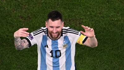 Argentina's forward Lionel Messi celebrates at the end of during the Qatar 2022 World Cup football semi-final match between Argentina and Croatia at Lusail Stadium in Lusail, north of Doha on December 13, 2022. (Photo by Kirill KUDRYAVTSEV / AFP) (AFP) Argentina's forward Lionel Messi celebrates at the end of during the Qatar 2022 World Cup football semi-final match between Argentina and Croatia at Lusail Stadium in Lusail, north of Doha on December 13, 2022. (Photo by Kirill KUDRYAVTSEV / AFP) (AFP)