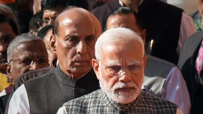 Prime minister Narendra Modi, defence minister Rajnath Singh in New Delhi on Tuesday, Dec. 13, 2022. (PTI Photo/Manvender Vashist Lav) Prime minister Narendra Modi, defence minister Rajnath Singh in New Delhi on Tuesday, Dec. 13, 2022. (PTI Photo/Manvender Vashist Lav)