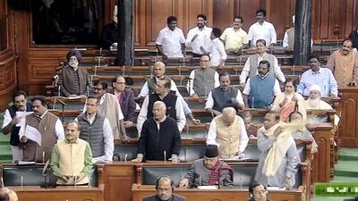 Parliamentarians in the Lok Sabha during the ongoing Winter Session of Parliament in New Delhi onTuesday (PTI) Parliamentarians in the Lok Sabha during the ongoing Winter Session of Parliament in New Delhi onTuesday (PTI)