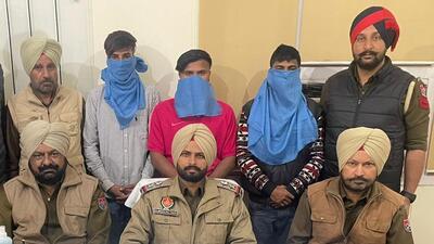 The accused contractor and his two aides, who stabbed the victim on December 5, in Ludhiana police’s custody. (HT Photo)