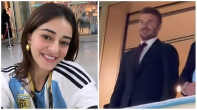 Ananya Panday spotted David Beckham during FIFA World Cup semi-finals on Tuesday. Ananya Panday spotted David Beckham during FIFA World Cup semi-finals on Tuesday.